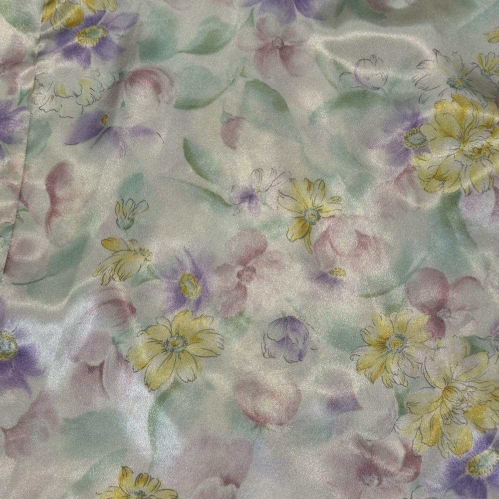 Vtg Dentelle Robe Short Floral Pastel Belt Women LG Pockets Bridal Romance - Picture 11 of 13